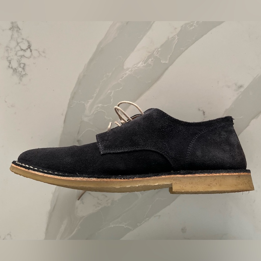 Mens Bespoken Navy Blue Suede Shoe - Picture 7 of 13